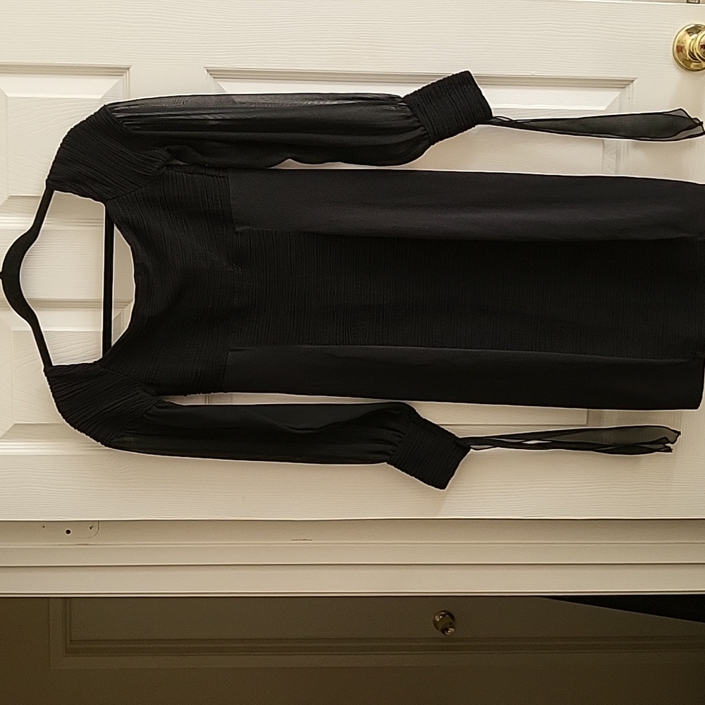 Wolford women's spandex black dress, with see thru sleeves, size S. Black - Picture 3 of 15